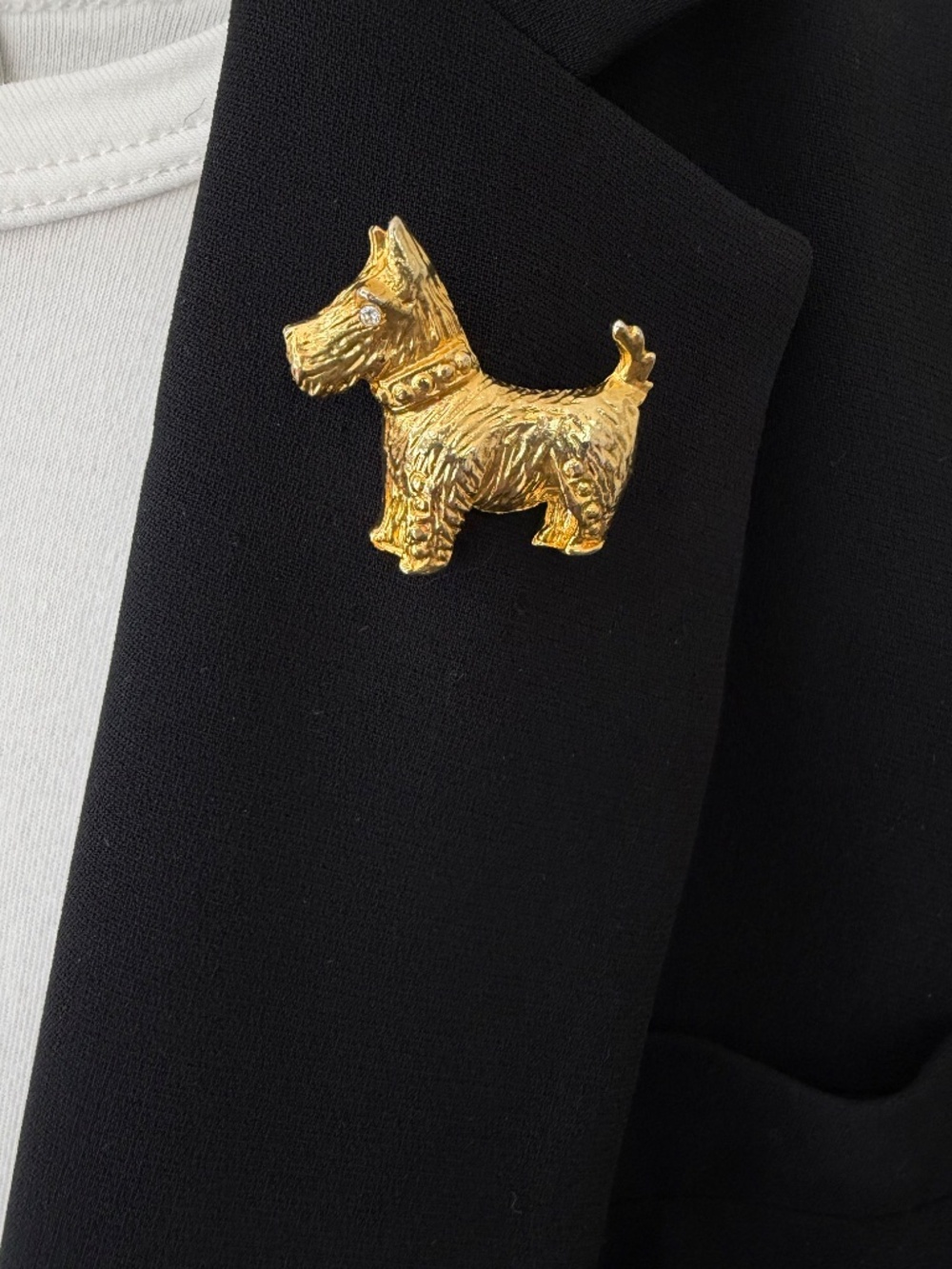 Vintage Gold Tone Scottie Dog Brooch
